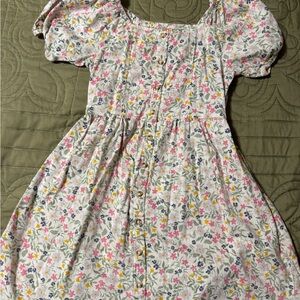 SO Floral Puff Sleeve Kids Dress - Multicolor